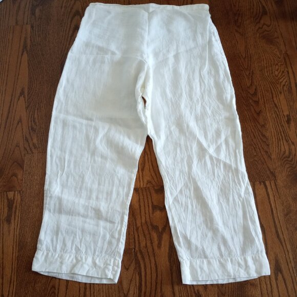 bryn Walker Pants - Bryn Walker White 100% Linen Pull On Pants